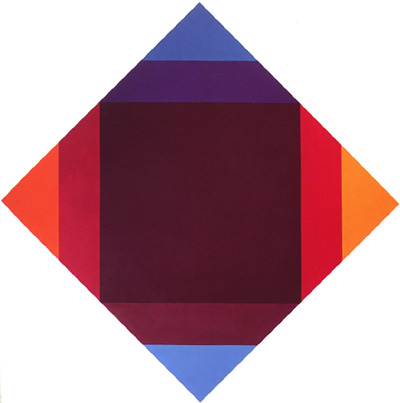 Distillation to caput mortuum , 1972-1973, M. Bill: A diamond with different colors overlayed. 